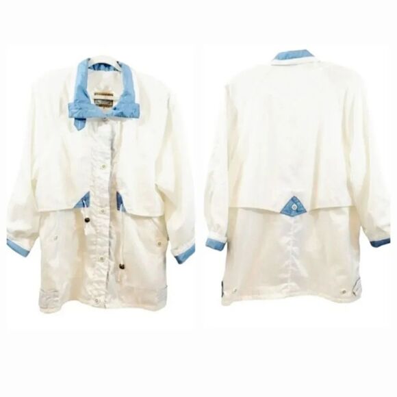 Vintage 80's Current Seen Oversized Windbreaker Jacket in White/Blue Size Medium - Picture 10 of 10